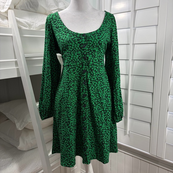 Boden Bee Tulip Sprig Button Front Jersey Mini Dress - Picture 4 of 9